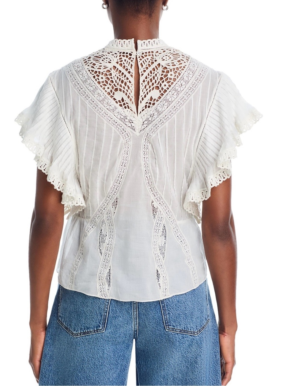 FARM Rio Lace Flutter Sleeve Top - Picture 3 of 8